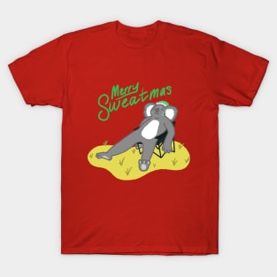 Australian Merry Sweatmas Aussie Christmas Koala (Green) T-Shirt